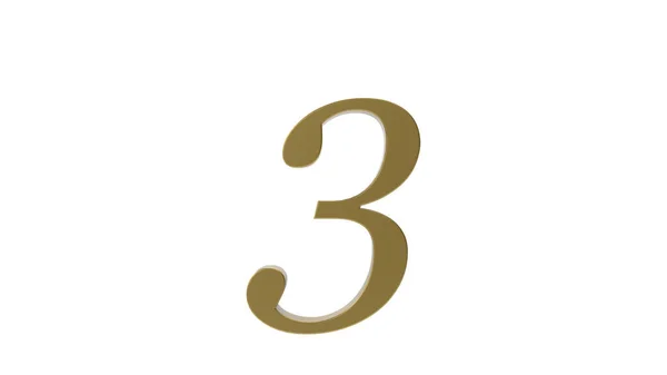 Three Gold Number Illustration Render — Stock Photo, Image