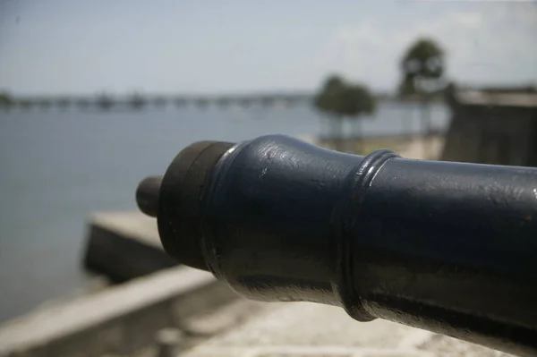 Селективный Фокус Черной Пушки Кастильо Сан Маркос Сент Огастин Флорида — стоковое фото