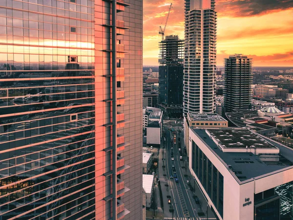 Coucher Soleil Sur Paysage Urbain Francfort Sur Main Allemagne — Photo