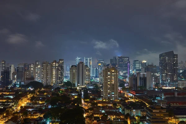 Vista Panorâmica Dos Edifícios Iluminados São Paulo Noite Brasil — Fotografia de Stock