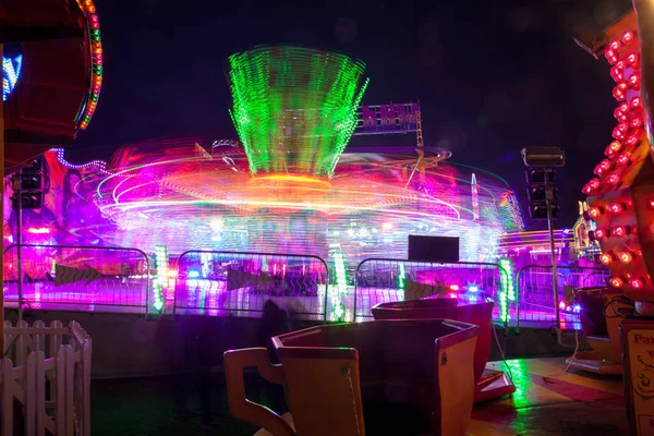 Illuminated Lights Children Spinning Teacups Extreme Ride Witney Feast — Stock Photo, Image