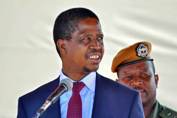 Former Zambian President Edgar Chagwa Lungu Giving Speech Opening Ceremony — Stock Photo, Image