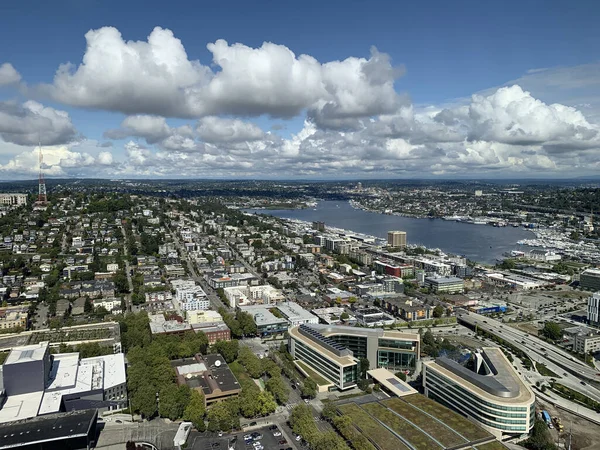 Widok Lotu Ptaka Seattle Space Needle Seattle Usa — Zdjęcie stockowe