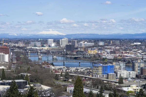 Una Vista Sul Paesaggio Urbano Dei Ponti Portland Oregon Degli — Foto Stock