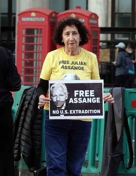 Uma Manifestante Feminina Uma Rua Centro Londres Segurando Sinal Dizendo — Fotografia de Stock