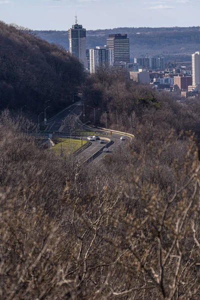 Vertical Shot Highway View Mountain Hamilton Canada — Stock Photo, Image