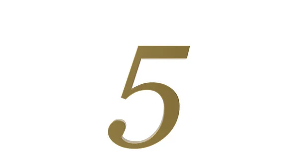 Five Gold Number Illustration Render — Stock Photo, Image