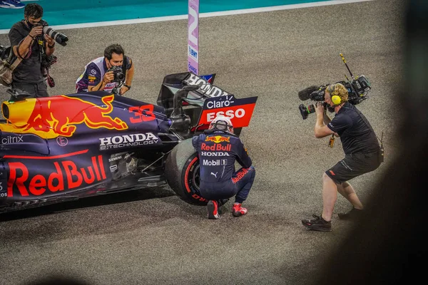 Famoso Max Verstappen Ganador Del Gran Premio Fórmula Abu Dhabi —  Fotos de Stock