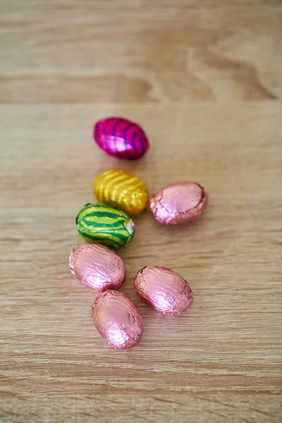 Small Easter Chocolate Eggs Packed Colorful Foils — Stock Photo, Image