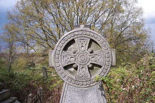 Una Testa Pietra Tombale Croce Celtica — Foto Stock