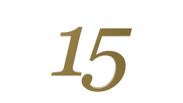 Gold Number Fifteen Illustration Render — Stock Photo, Image