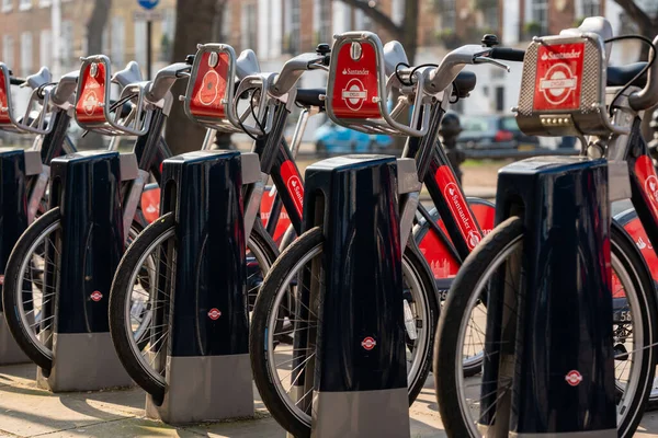 Eine Reihe Boris Fahrräder Der Dockingstation Chelsea London — Stockfoto