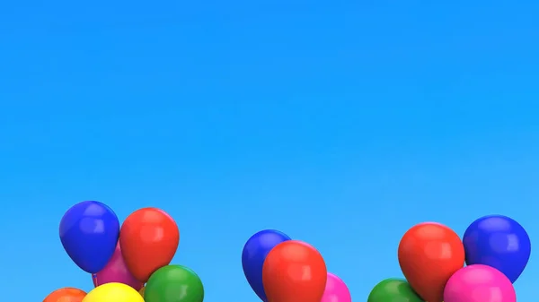 Design Abstrait Ballons Colorés Sur Fond Bleu Isolé — Photo