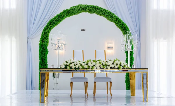 Uma Vista Interiores Decorados Para Celebração Casamento — Fotografia de Stock