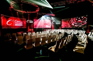 Johannesburg 'da bir marka ödül töreninde kırmızı sahne ve ışıklandırma.