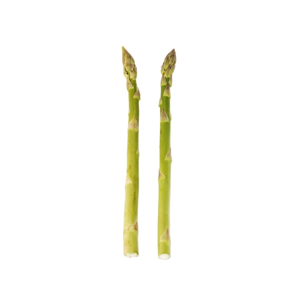 Closeup Shot Two Asparagus Vegetables Isolated White Background — Stock Photo, Image