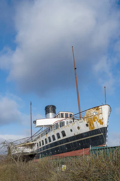 Balloch Scotland Março 2022 Empregada Navio Vapor Loch Paddle Restauração — Fotografia de Stock