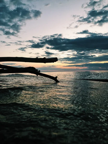 Cielo Nublado Del Atardecer Sobre Mar Tarde Verano — Foto de Stock