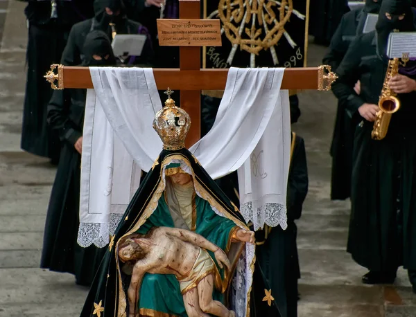 Una Marcia Rituale Pubblica Alla Processione Della Settimana Santa Astorga — Foto Stock
