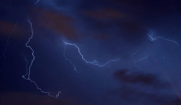 Dramatic View Lightning Dark Night Sky — Stock Photo, Image