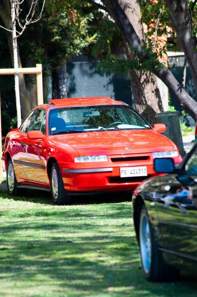 Vertical Shot Old Red Opel Calibra Display Car Show — Stock Photo, Image