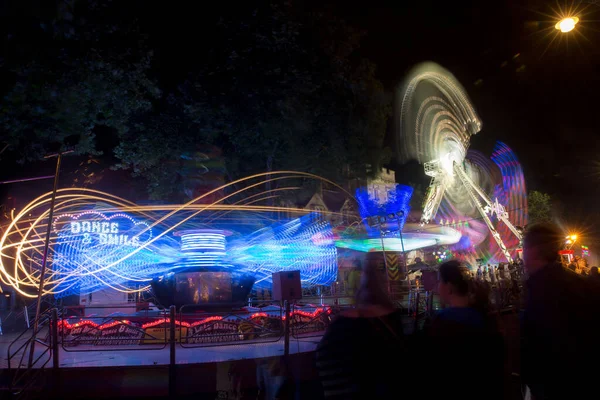 Illuminated Light Trails Rides Giles Fair Oxford — Stock Photo, Image