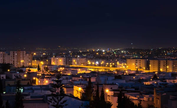 Night View Sidi Bou Said Bright Illumination Tunisia — Stock Photo, Image
