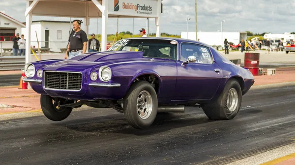 Dragster Lançamento Início Uma Corrida Arrasto Pista Esportes Motorizados Gimli — Fotografia de Stock