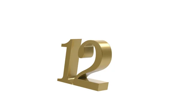 Gold Number Twelve Illustration Render — Stock Photo, Image