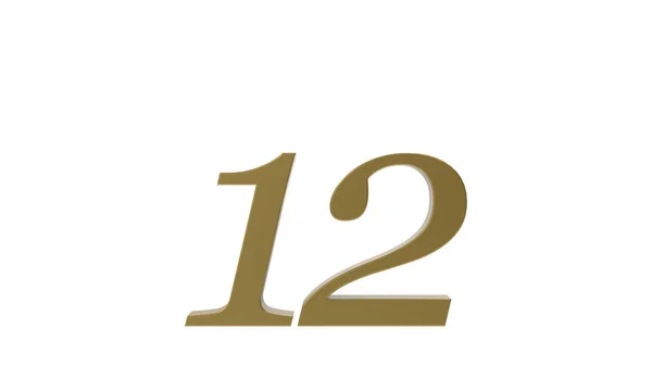 Gold Number Twelve Illustration Render — Stock Photo, Image