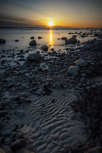 Ein Sonnenuntergang Mit Blick Auf Die Felsige Küste Bei Hittarp — Stockfoto