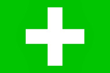 Açık yeşil arka planda beyaz bir haçın çizimi