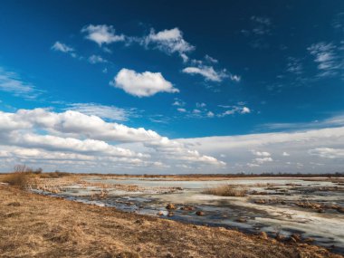 Moskova, Rusya 'daki Moskvoretsky sel yatağı rezervinin panoramik bir görüntüsü