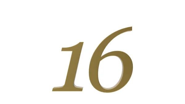 Gold Number Illustration Render Sixteen — Stock Photo, Image