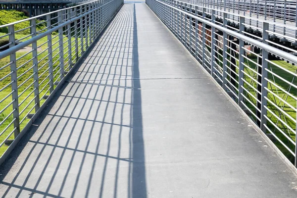 Narrow Pedestrian Crossing Metal Fence Bright Sunlight — Stock Photo, Image