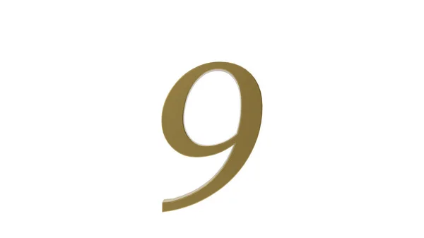 Nine Gold Number Illustration Render — Stock Photo, Image