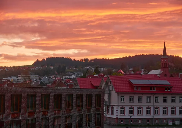 Naturskön Utsikt Över Stadsbild Färgstark Solnedgång — Stockfoto