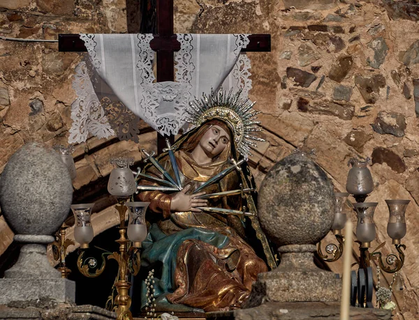 Une Vierge Des Douleurs Dans Église San Bartolome Dans Ville — Photo