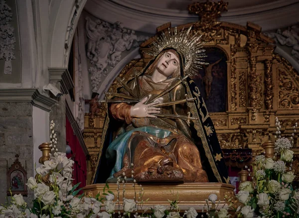 Primo Piano Della Statua Della Vergine Addolorata Nella Chiesa San — Foto Stock