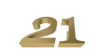 Altın 21 numara 3d illüstrasyon oluşturucu
