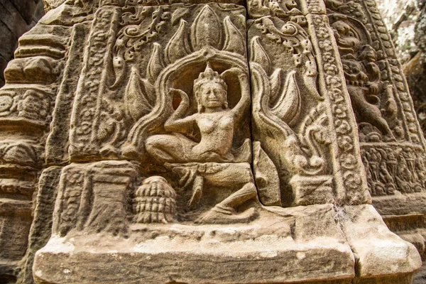 Närbild Bild Statyn Detaljer Angkor Wat Temple Kambodja — Stockfoto