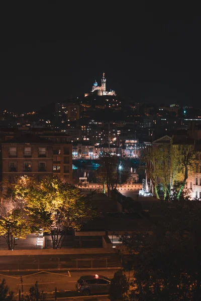 Vacker Utsikt Över Marseille Natten — Stockfoto