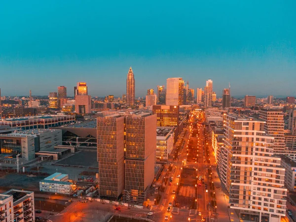 Scenic Shot Sunset Cityscape Frankfurt Main Germany — Stock Photo, Image