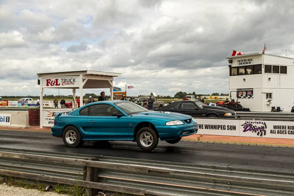 Ford Mustang Bij Lancering Van Een Drag Race Gimli Motor — Stockfoto