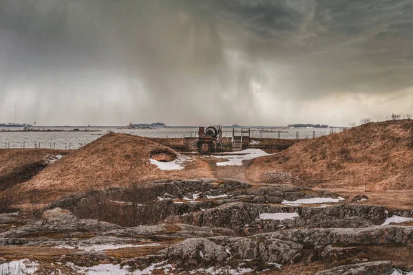 Una Vista Panorámica Una Fortaleza Suomenlinna Desde Interior Helsinki Finlandia — Foto de Stock