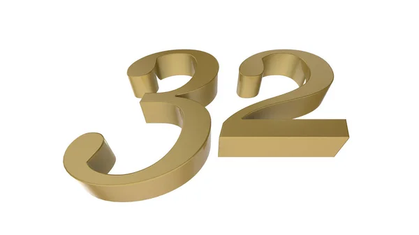 黄金32编号3D图解渲染 — 图库照片