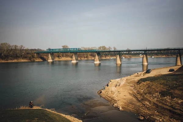 Stalowy Most Przez Rzekę Savę Granicy Bośni Hercegowiny Chorwacją — Zdjęcie stockowe