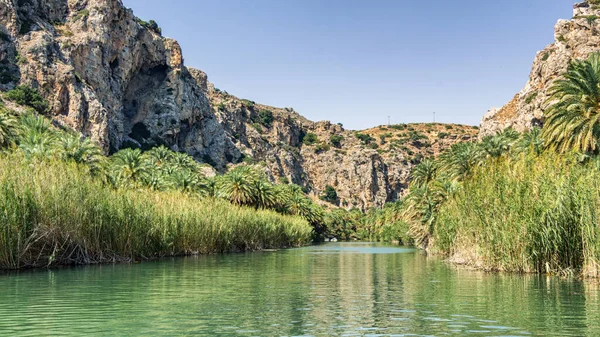 Die Preveli Schlucht Vom Strand Aus Gesehen — Foto Stock