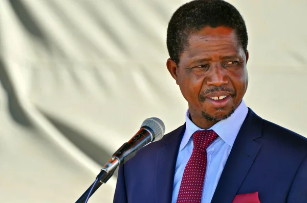 Former Zambian President Edgar Chagwa Lungu Giving Speech Opening Ceremony — Stock Photo, Image