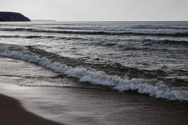 Una Vista Panorámica Costa Del Mar Báltico Durante Lluvia —  Fotos de Stock